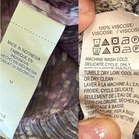 Lucky Brand Sheer Crinkled Print Peasant Tunic Top Bundle Size M Long Sleeve Y2K - Picture 14 of 16